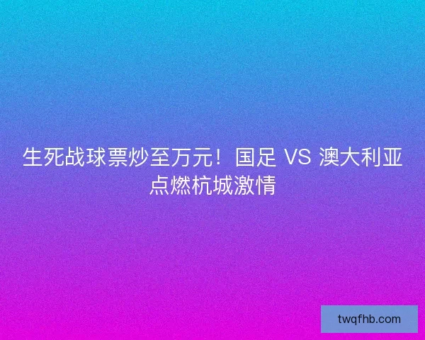 生死战球票炒至万元！国足 VS 澳大利亚点燃杭城激情