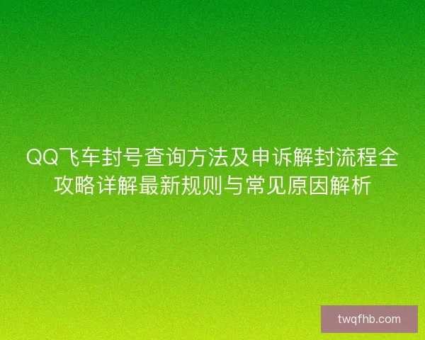 QQ飞车封号查询方法及申诉解封流程全攻略详解最新规则与常见原因解析