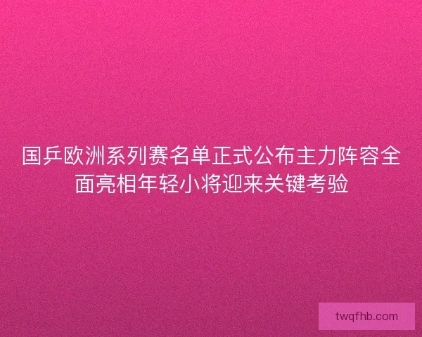 国乒欧洲系列赛名单正式公布主力阵容全面亮相年轻小将迎来关键考验