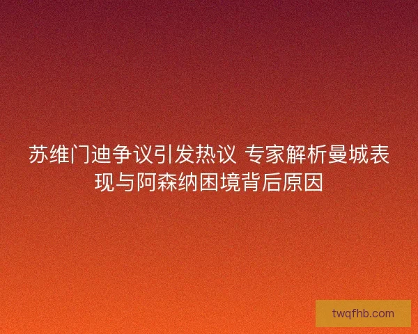 苏维门迪争议引发热议 专家解析曼城表现与阿森纳困境背后原因